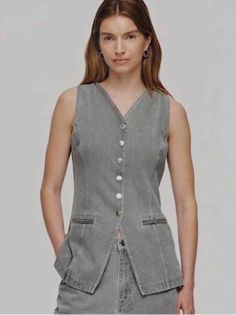 NWOT Aligne Quinn Grey Denim Vest